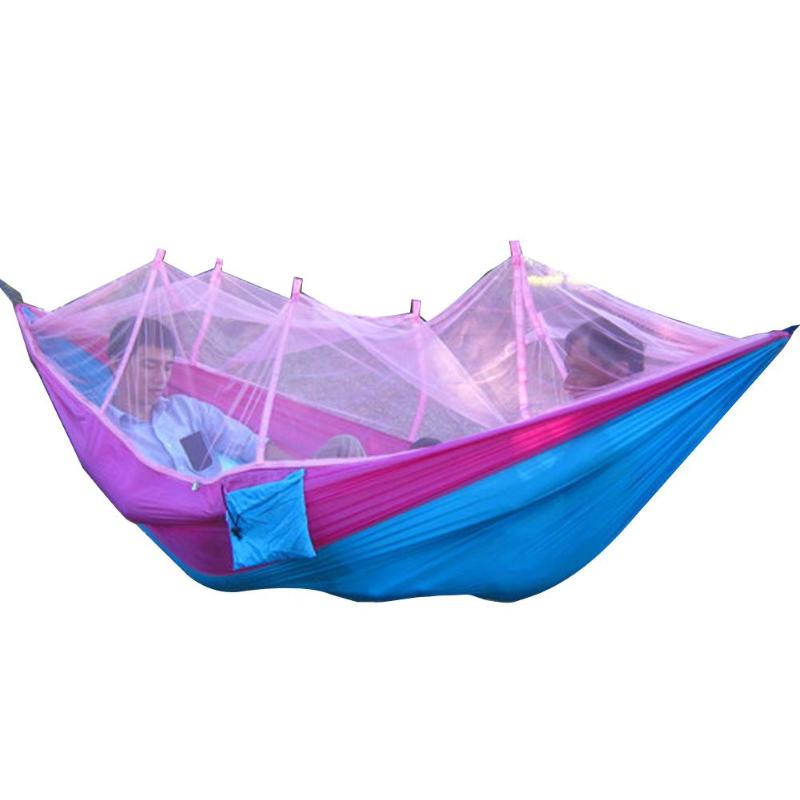 Portable Outdoor Fabric Camping Hanging Hammock Mosquito Net Parachute Bed - ebowsos