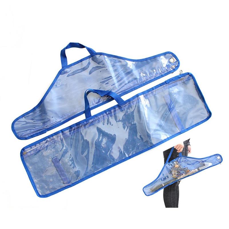 Portable Transparent Blue Fishing Rod Bag Fishing Tackle Reel Storage Case Carrier Bag Fishing Tackle Tools Storage Bag-ebowsos