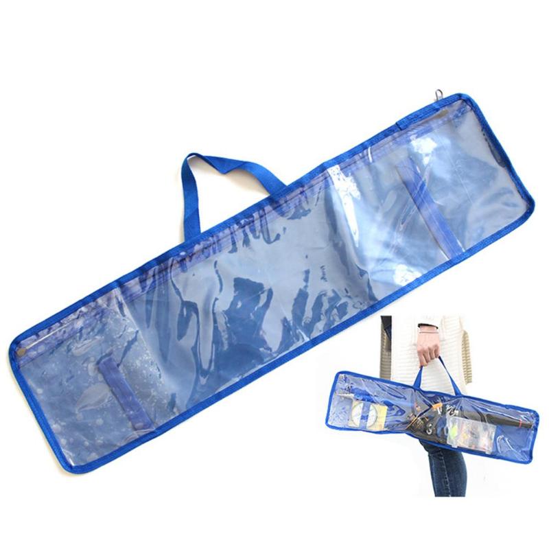 Portable Transparent Blue Fishing Rod Bag Fishing Tackle Reel Storage Case Carrier Bag Fishing Tackle Tools Storage Bag-ebowsos