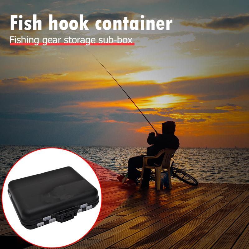 Practical ABS Fishing Bait Hook Lures Storage Boxes Portable Black Lure Baits Storage Cases Organizer Fishing Tackle Box-ebowsos