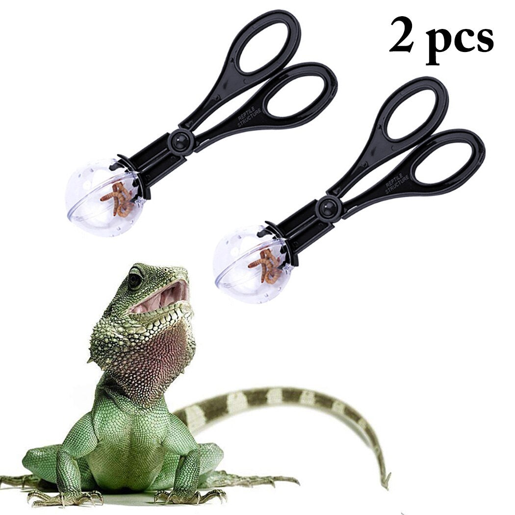 Practical Reptile Terrarium Lizards Plastic Tongs Tweezers Pet Raising Feeding Tool Clip Pooper Scooper Pickup Tongs Scooper-ebowsos