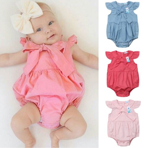 Pretty Infant Newborn Baby Girl Sleeveless Romper Jumpsuit Outfits Sunsuit Clothes - ebowsos