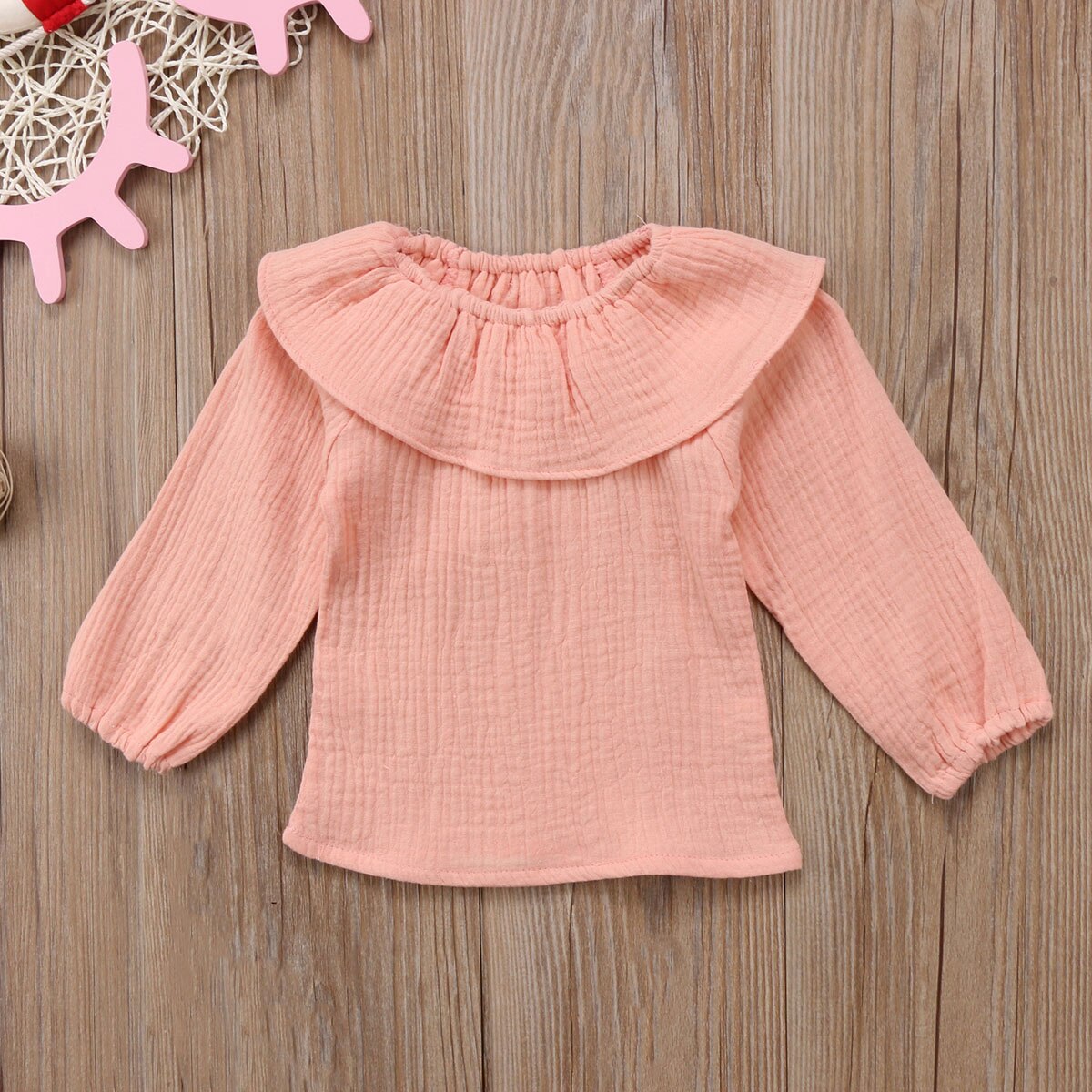 Pretty Kids Baby Girls Collar Long Sleeve Top Blouse Casual Clothes O-neck 0-3Y - ebowsos