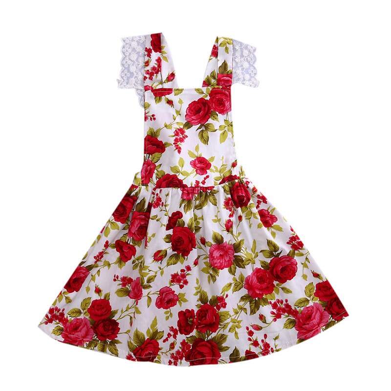 Pretty Toddler Kids Girls Dress Lace Flower Floral Summer Party Backless Dresses - ebowsos