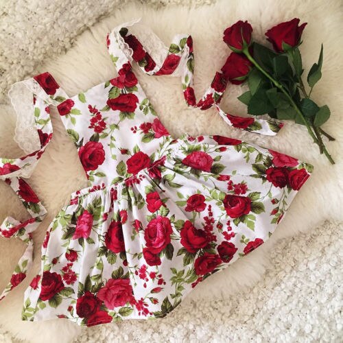 Pretty Toddler Kids Girls Dress Lace Flower Floral Summer Party Backless Dresses - ebowsos