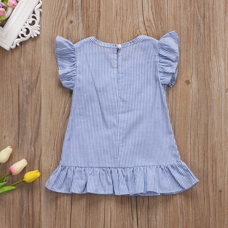 Princess Clothing A-line  Baby Girl Dresses Toddler Kids Girl Retro Striped Summer Dress Party Sundress Clothes 1-6Y - ebowsos