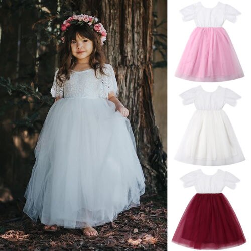 Princess Dress 2019 Toddler Kids Baby Girl Lace Tutu Ball Gown Formal Pageant Party Long Dresses Clothes for 2-7Y - ebowsos