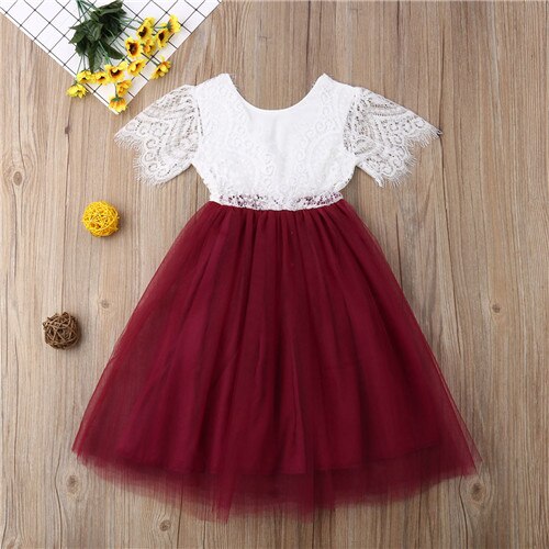 Princess Dress 2019 Toddler Kids Baby Girl Lace Tutu Ball Gown Formal Pageant Party Long Dresses Clothes for 2-7Y - ebowsos