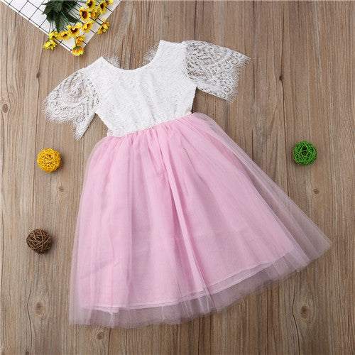 Princess Dress 2019 Toddler Kids Baby Girl Lace Tutu Ball Gown Formal Pageant Party Long Dresses Clothes for 2-7Y - ebowsos