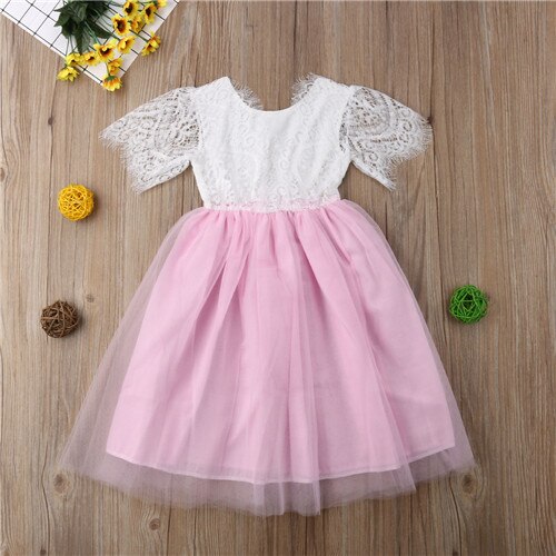 Princess Dress 2019 Toddler Kids Baby Girl Lace Tutu Ball Gown Formal Pageant Party Long Dresses Clothes for 2-7Y - ebowsos