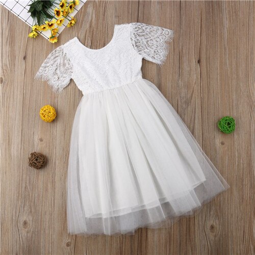 Princess Dress 2019 Toddler Kids Baby Girl Lace Tutu Ball Gown Formal Pageant Party Long Dresses Clothes for 2-7Y - ebowsos