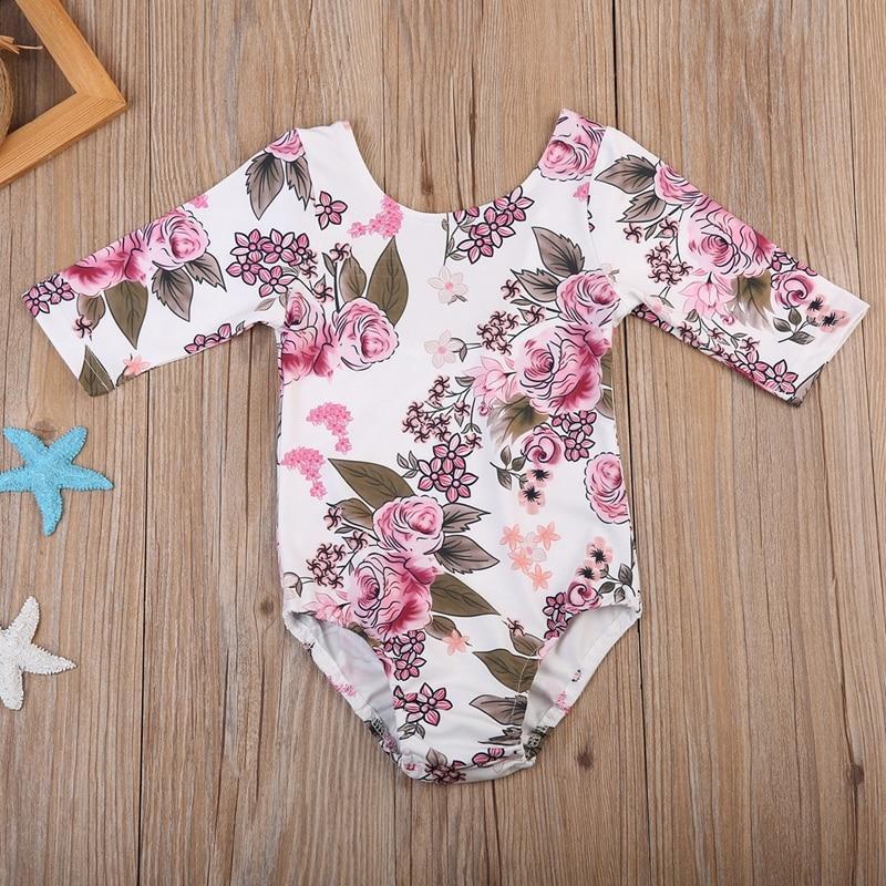 Princess Floral Girls Bodysuit Kids Baby Girls Toddler Clothes Floral Cotton Long Sleeve Jumpsuit  Outfits - ebowsos