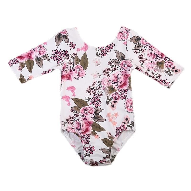 Princess Floral Girls Bodysuit Kids Baby Girls Toddler Clothes Floral Cotton Long Sleeve Jumpsuit  Outfits - ebowsos