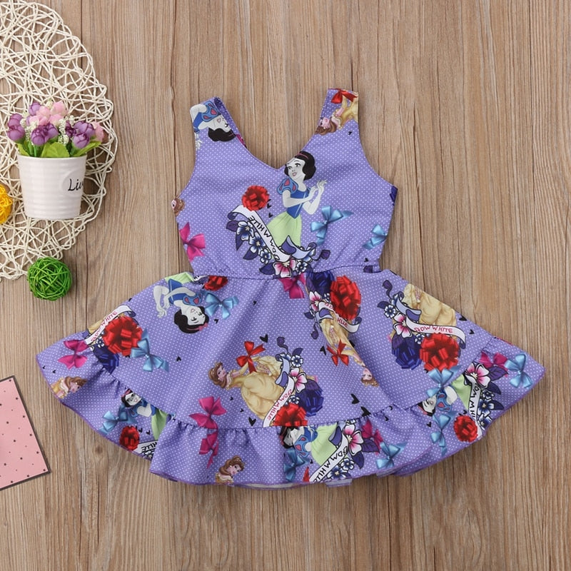 Princess Kids Baby Girl Dresses For Girls Cotton Cartoon Sleeveless Dress Clothes Summer - ebowsos