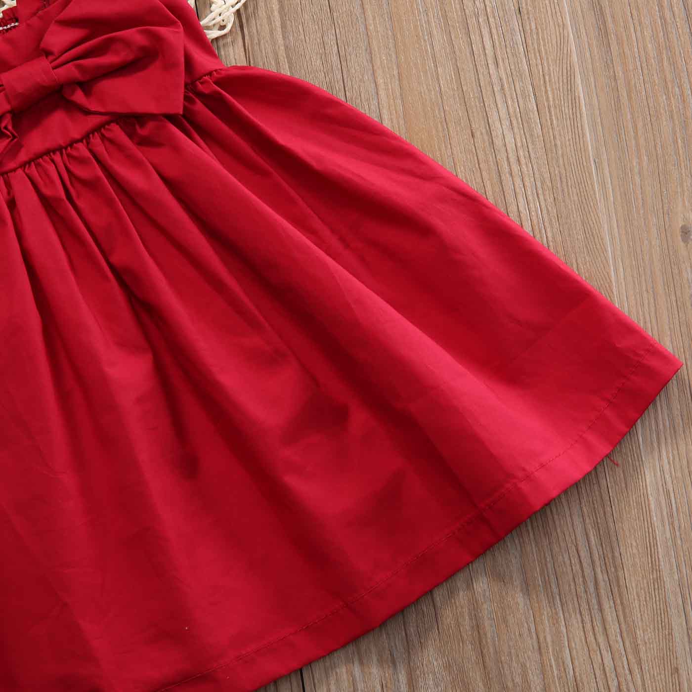 Princess Red Baby Dresses For GirlsToddler Kid Summer Sundress Bowknot Short Mini Bow Dress Outfit - ebowsos