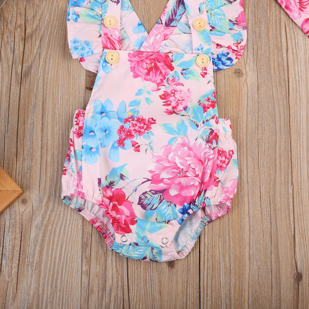 Print Toddler Newborn  Baby Girls Floral Romper  Jumpsuit Headband Outfits Sunsuit Set - ebowsos