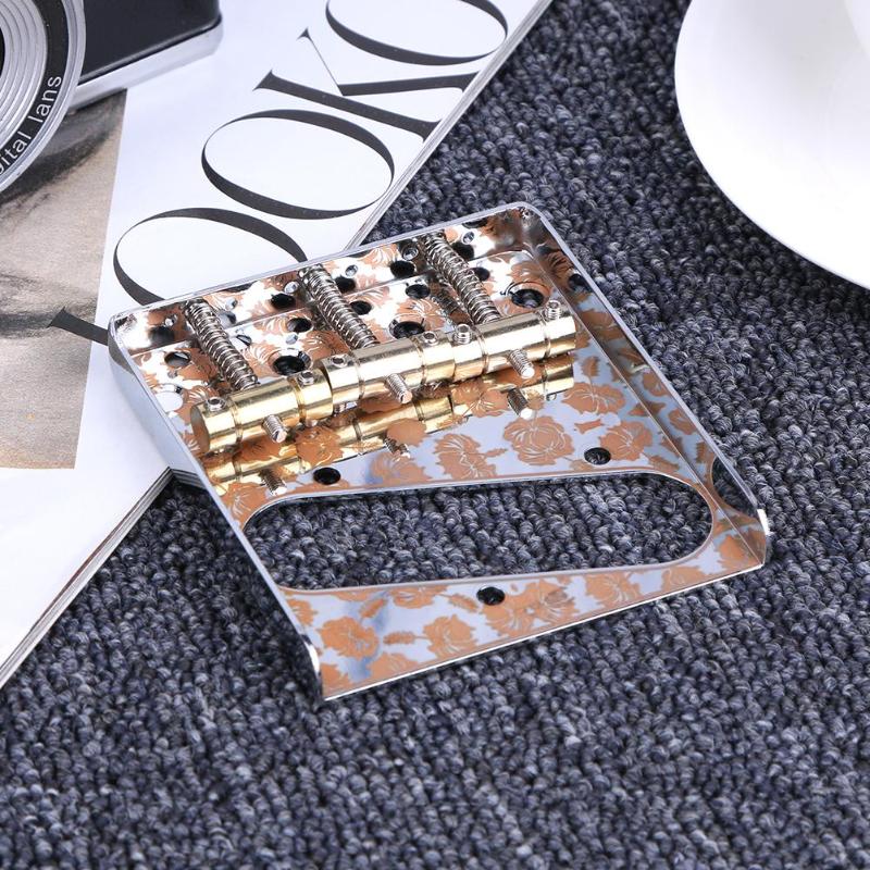 Printed Pattern Guitar Saddles Bridge for Electric Guitars Accessory Silver-ebowsos