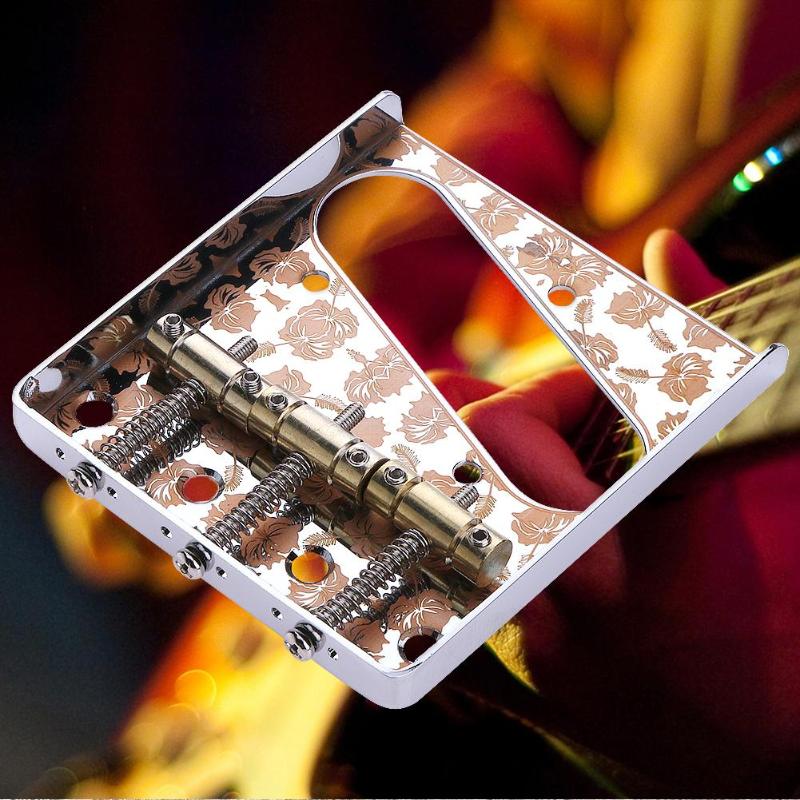 Printed Pattern Guitar Saddles Bridge for Electric Guitars Accessory Silver-ebowsos