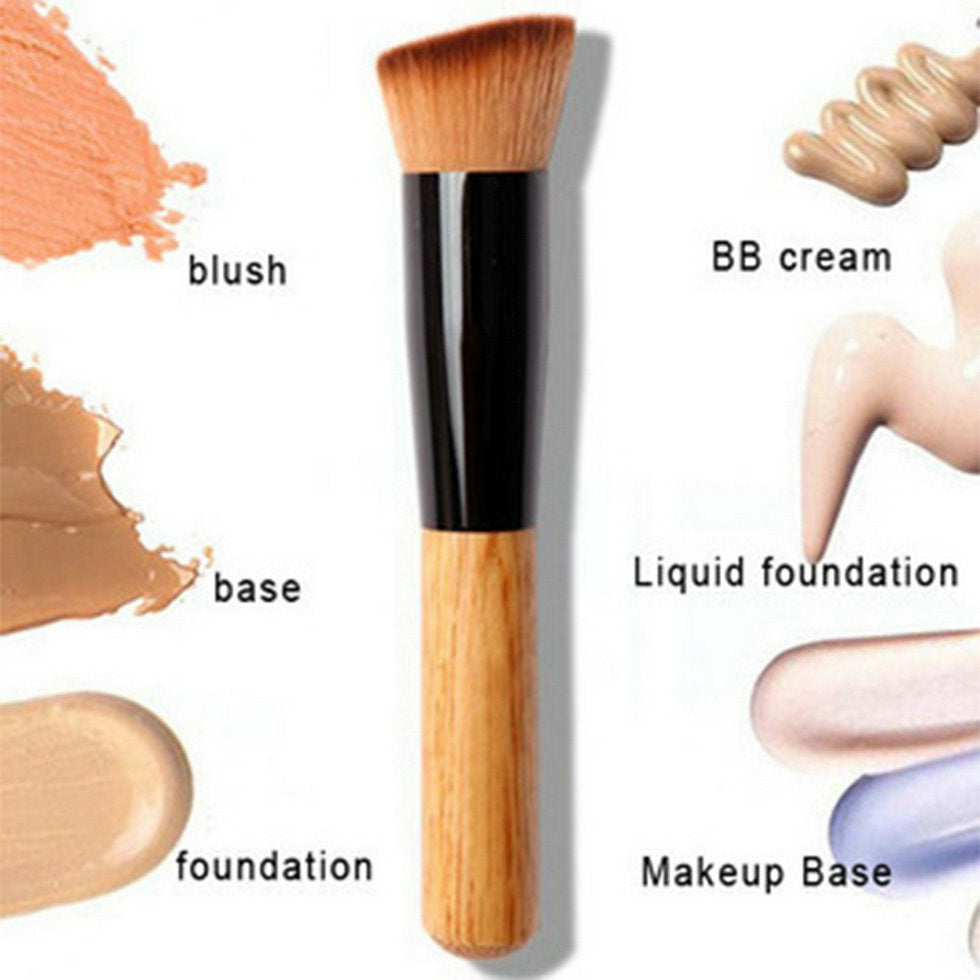 Professional Makeup Brushes Soft Fiber Angled Flat Top Foundation Powder Concealer Blush Brush Cosmetic Tool Accessories - ebowsos