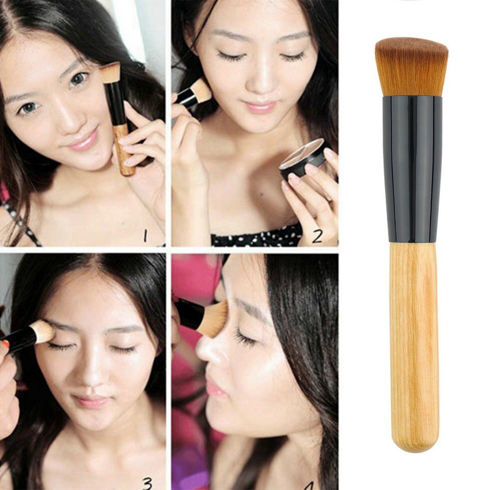 Professional Makeup Brushes Soft Fiber Angled Flat Top Foundation Powder Concealer Blush Brush Cosmetic Tool Accessories - ebowsos