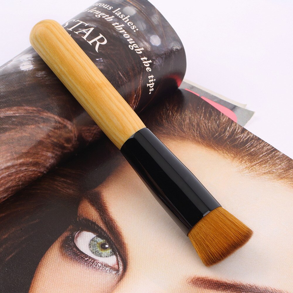 Professional Pro Makeup Brushes Powder Concealer Blush Liquid Foundation Make up Brush Set Wooden Kabuki Brush Cosmetics Tool - ebowsos