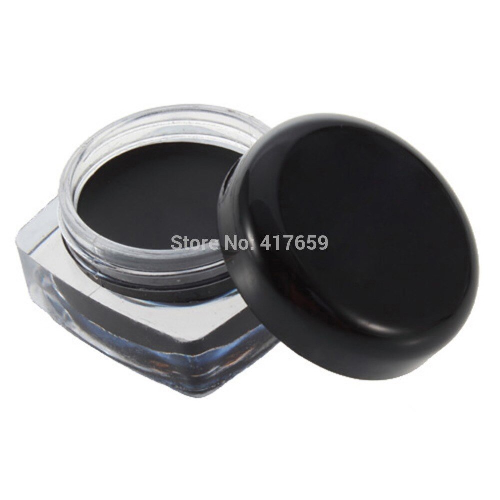 Professional Waterproof Gel Eye Liner Shadow Cream Cosmetics Eyeliner + Brush Black Set Eyes Makeup Eyeliner - ebowsos