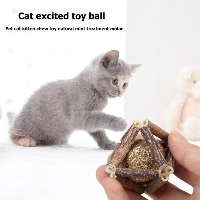 Pure Natural Catnip Pet Cat Ball Toy Cleaning Teeth Molar Cat Snacks Sticks Spherical Design To Attract Your Pets To Play - ebowsos