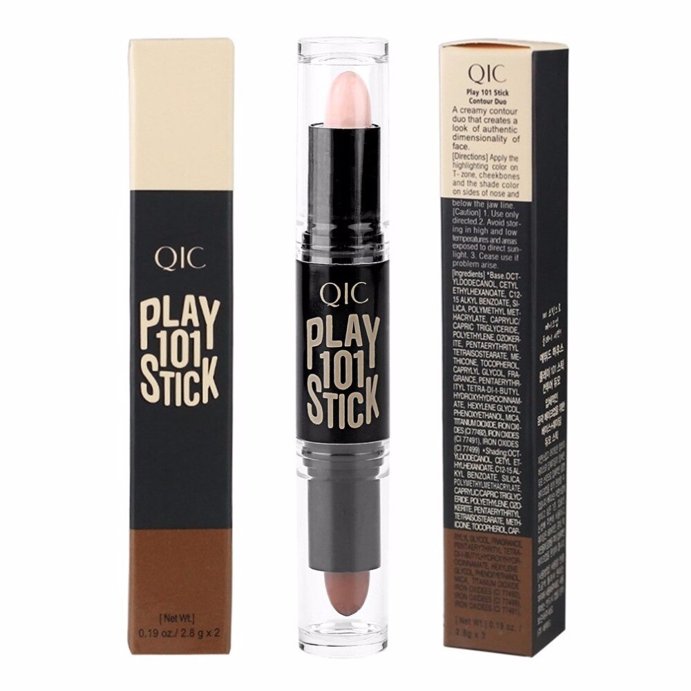 QIC Portable Size Double Head Facial Makeup Concealer Pen Natural Face Highlighter Shimmer Play Stick Concealer Stick - ebowsos