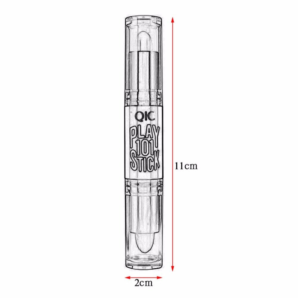 QIC Portable Size Double Head Facial Makeup Concealer Pen Natural Face Highlighter Shimmer Play Stick Concealer Stick - ebowsos