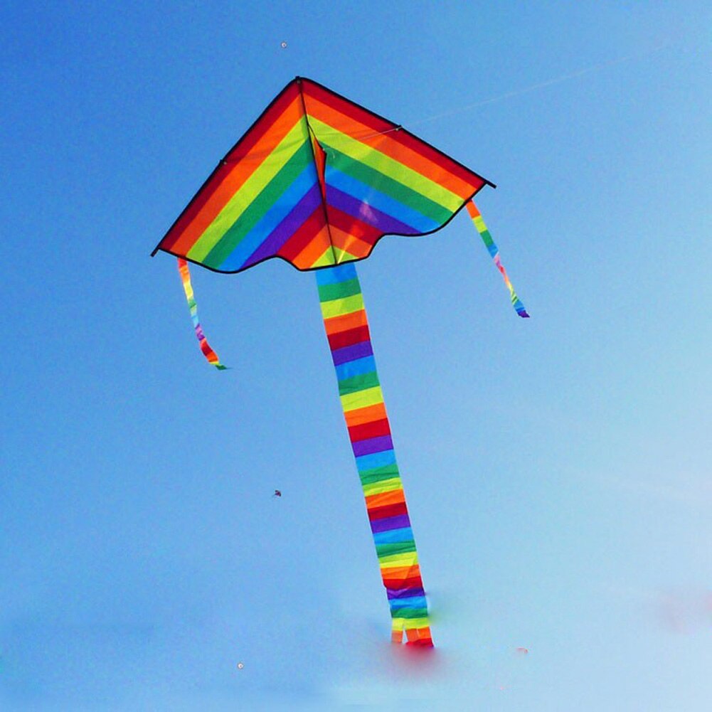 Rainbow Kite Long Tail Nylon Outdoor Baby Toys For Children Kids Kites Stunt Kite Surf without Control Bar and Line Baby Toy-ebowsos