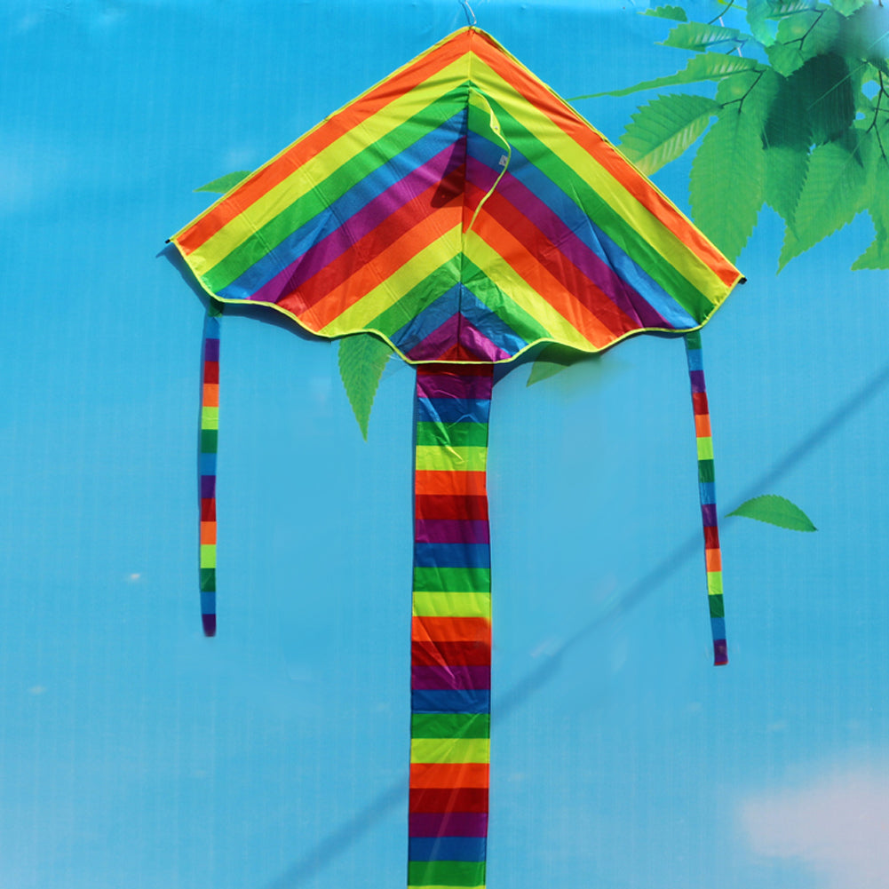 Rainbow Kite Long Tail Nylon Outdoor Baby Toys For Children Kids Kites Stunt Kite Surf without Control Bar and Line Baby Toy-ebowsos