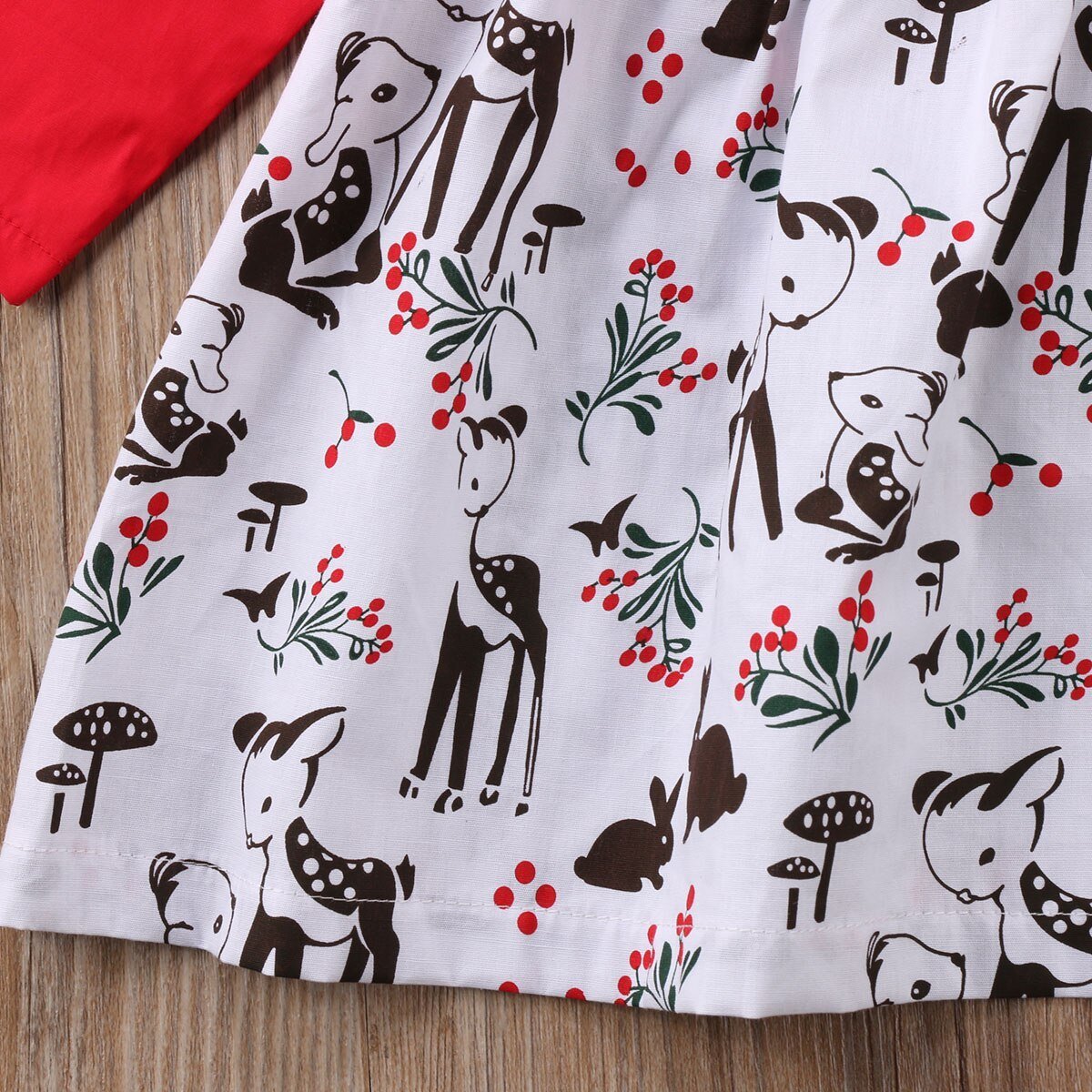 Red Cartoon Cute Christmas Toddler Girls Kids Reindeer Beauty Xmas Long Sleeve Party Dress Floral Dress Princess Dress - ebowsos