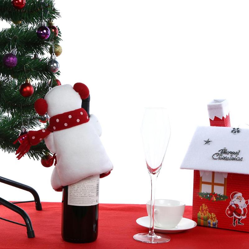 Red Wine Bottle Cover Bags Hug Dinner Table Home Christmas Party Decoration - ebowsos