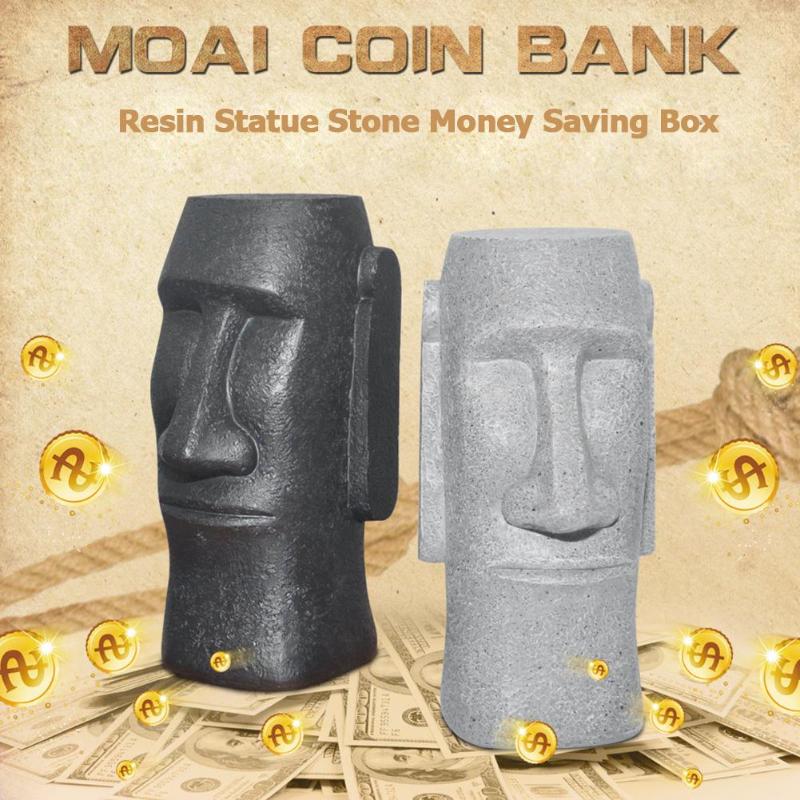 Resin Statue Stone Money Saving Box Creative Piggy Bank Coins Storage Box - ebowsos