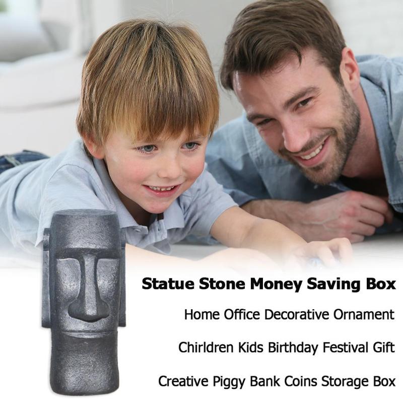 Resin Statue Stone Money Saving Box Creative Piggy Bank Coins Storage Box - ebowsos