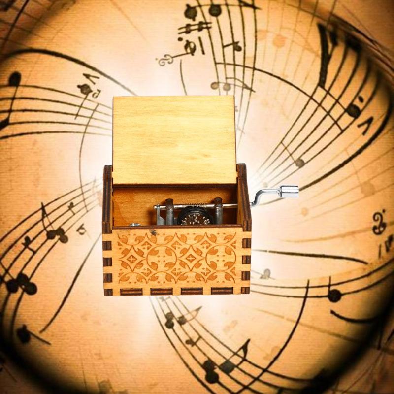 Retro Wooden Hand Cranked Music Box Birch Plywood Original Manual Crank Decoration Home Gift Birthday Party Ornament - ebowsos