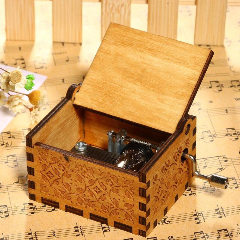 Retro Wooden Hand Cranked Music Box Birch Plywood Original Manual Crank Decoration Home Gift Birthday Party Ornament - ebowsos