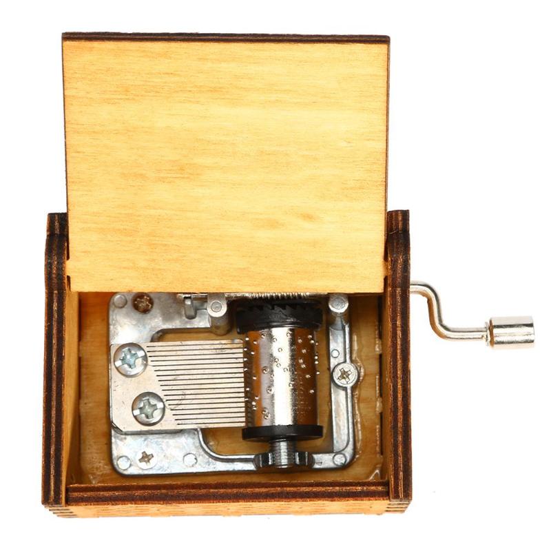 Retro Wooden Hand Cranked Music Box Birch Plywood Original Manual Crank Decoration Home Gift Birthday Party Ornament - ebowsos