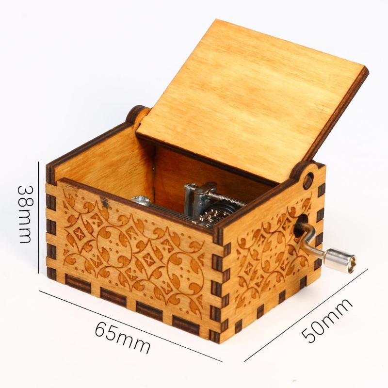 Retro Wooden Hand Cranked Music Box Birch Plywood Original Manual Crank Decoration Home Gift Birthday Party Ornament - ebowsos