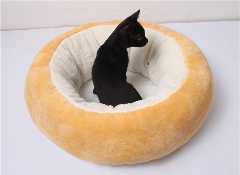 Round Pet Dog Cat Bed Nest Cat Egg Tart Shaped House Winter Warming Dog Bed Pads Anti Skid Super Soft Plush Cat Mats-ebowsos