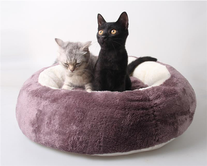 Round Pet Dog Cat Bed Nest Cat Egg Tart Shaped House Winter Warming Dog Bed Pads Anti Skid Super Soft Plush Cat Mats-ebowsos