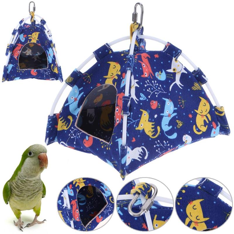 S/L Size Cartoon Bird Parrot Tent House Canvas Fabric Bird House Bed Cave Hamster Cage Hammock Mini Animals Parrot Pet Supplies - ebowsos