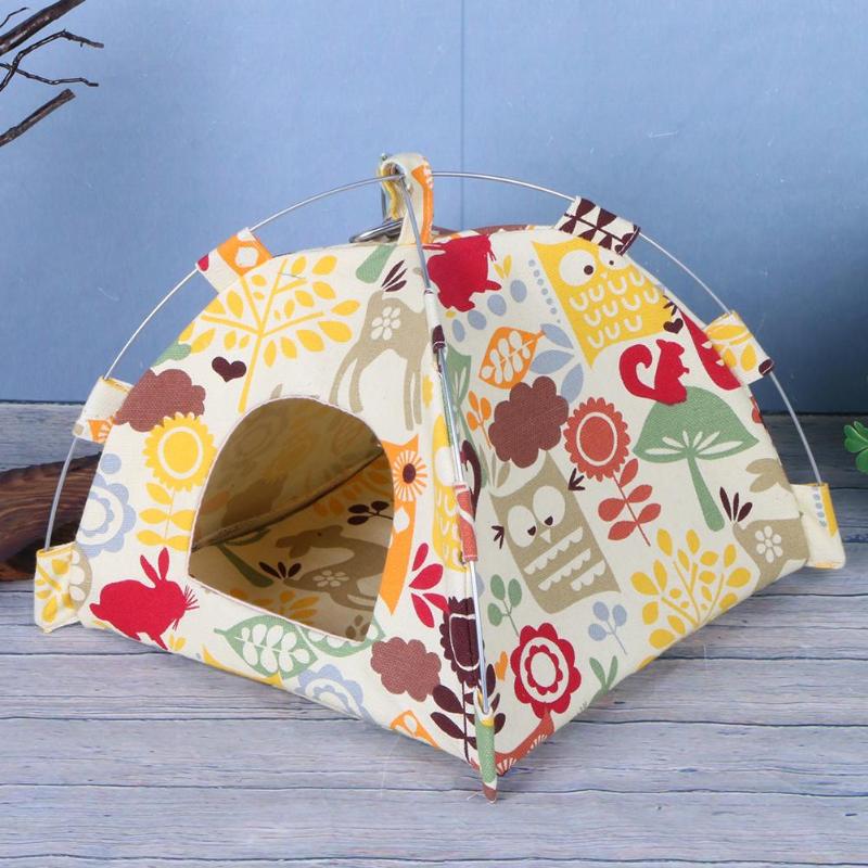 S/L Size Cartoon Bird Parrot Tent House Canvas Fabric Bird House Bed Cave Hamster Cage Hammock Mini Animals Parrot Pet Supplies - ebowsos