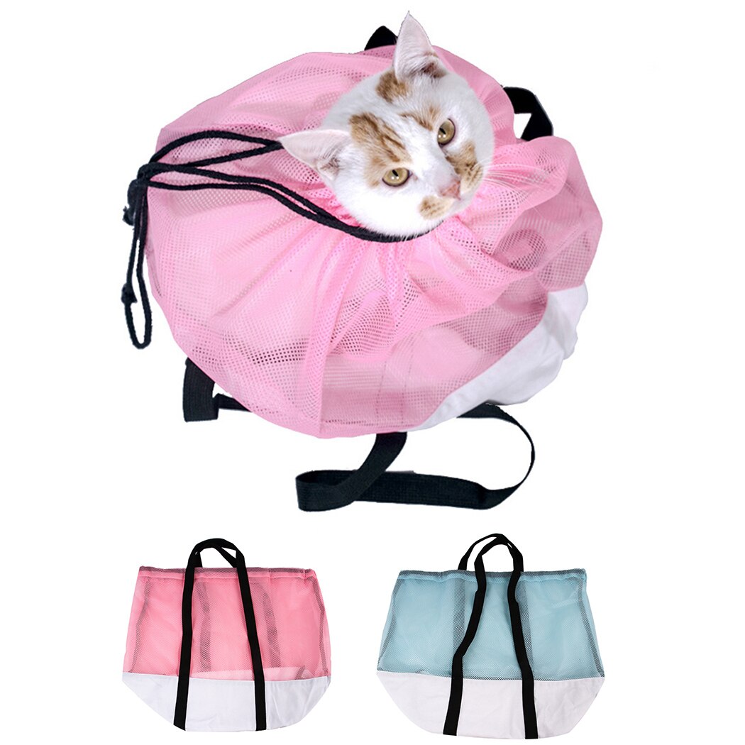 Safety Mesh Cat Grooming Bath Bag Cats Adjustable Washing Bags For Pet Bathing Nail Trimming Injecting Anti Scratch Bite-ebowsos