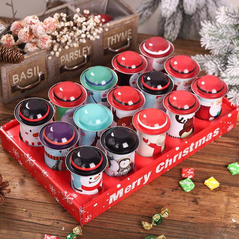 Santa Claus Snowman Candy Cans Iron Boxes Kids Wear Resistance and Durability High-capacity Gift Christmas Party Supplies - ebowsos