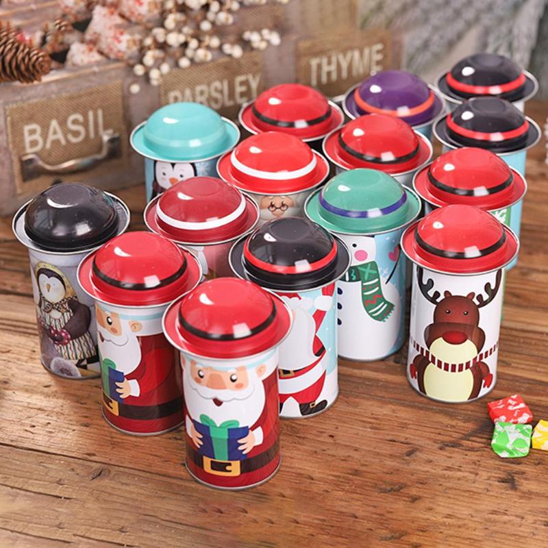 Santa Claus Snowman Candy Cans Iron Boxes Kids Wear Resistance and Durability High-capacity Gift Christmas Party Supplies - ebowsos