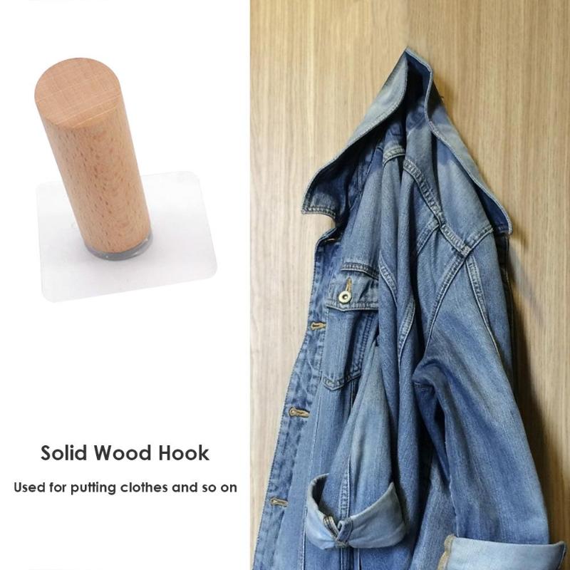 Seamless Sticking Solid Wood Hooker No Perforation Clothes Hanger Wall Mounted Coat Hook Decorative Key Holder Hat Scarf Rack - ebowsos