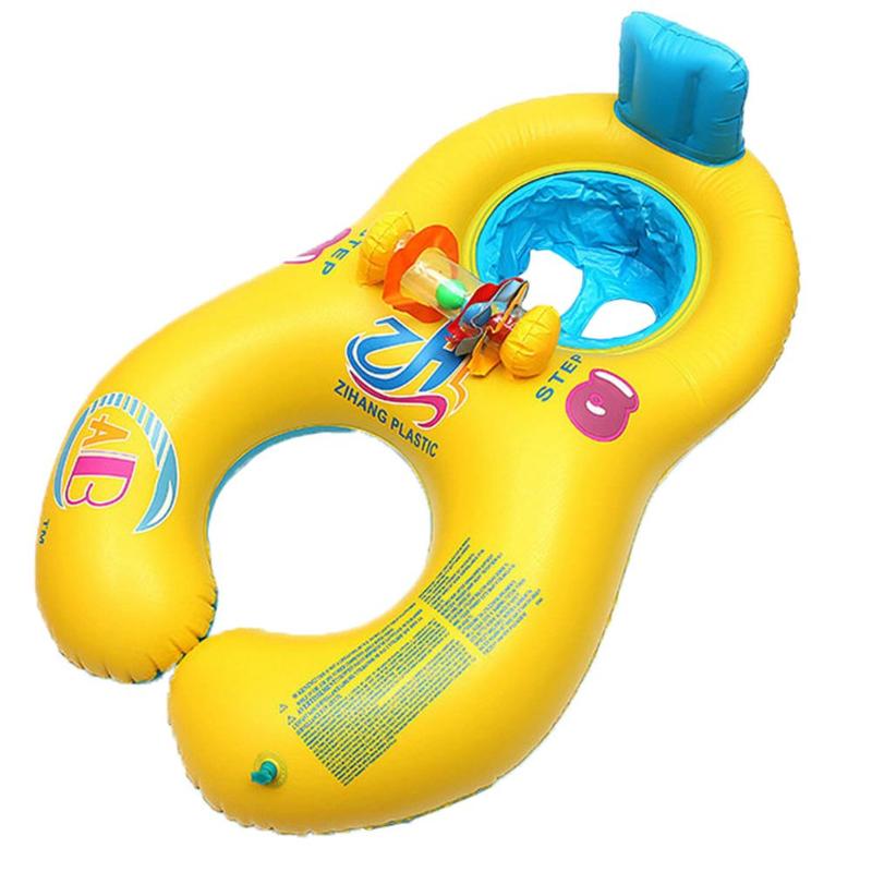 Seat Circle Double Baby Swimming Ring Inflatable Floats Bathtub Pool Toy Cartoon Swim Trainer Parent-child seated Water Sport-ebowsos