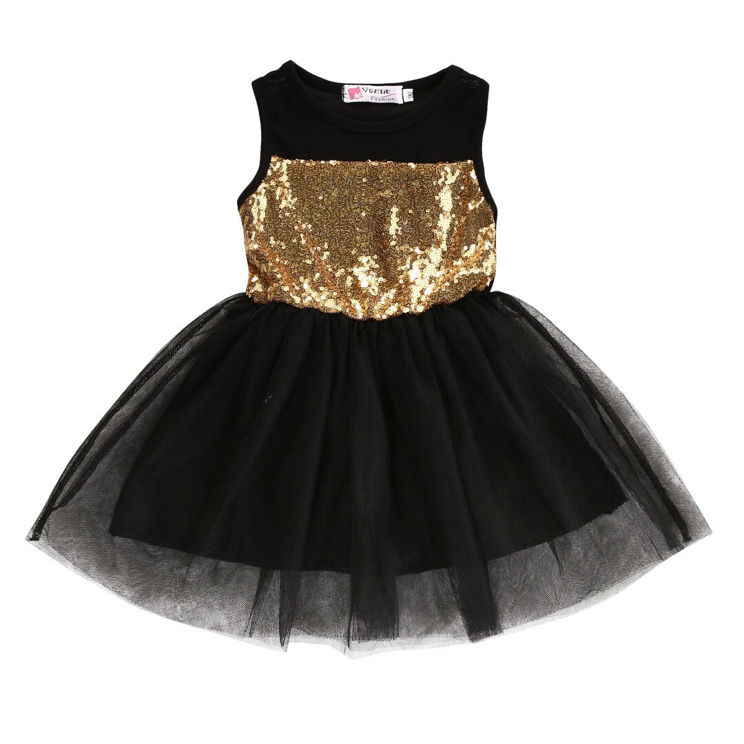 Sequins Sleeveless Baby Girls Toddler Kids Dress Casual Party Wedding Age 2-7Y - ebowsos