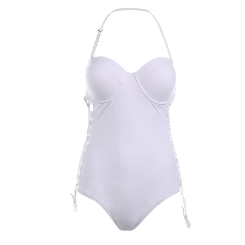 Sexy Women Pure White Swimwear Women One Piece Swimsuit Backless Beach Monokini Bodycon Bandage Bathing Suit Swimwear Bikini-ebowsos